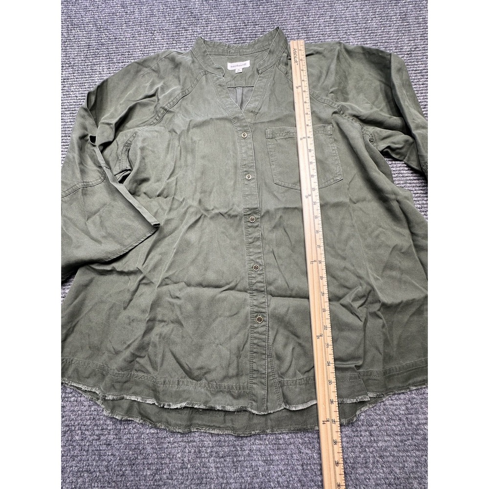 Westbound Shirt Womens Medium Olive Green Tencel Lyocell Button Front Tunic Top - Picture 3 of 13